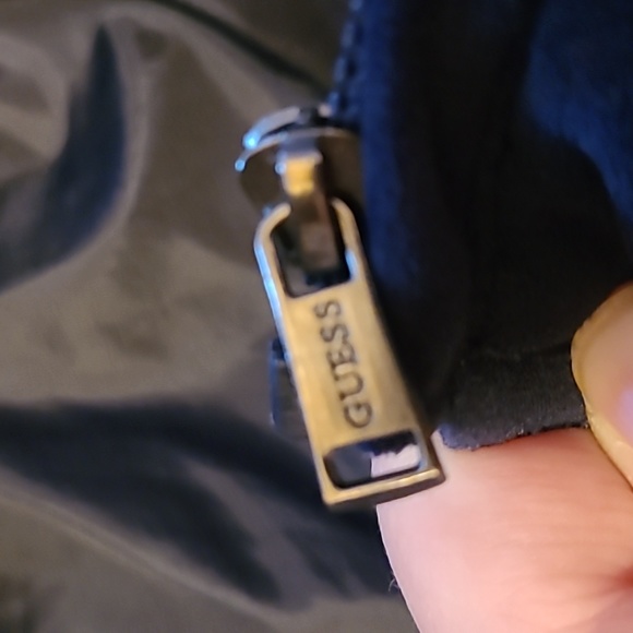 Guess Boy's Navy Velvet Puffer Coat - Picture 10 of 11